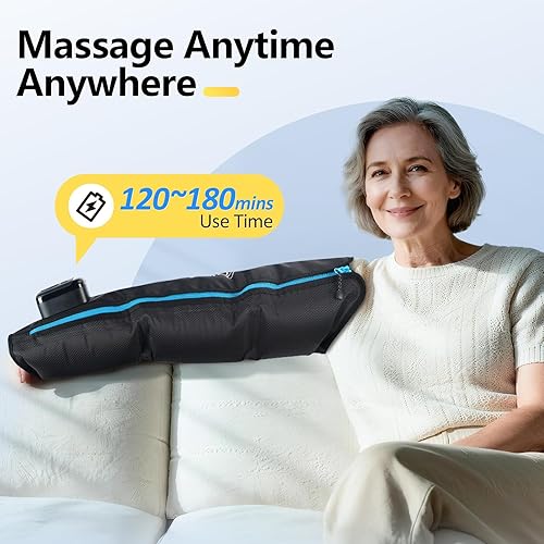 Miniatura 6 de Comfytemp Dispositivo de terapia de compresión de aire K1065, masajeador inalámbrico de brazo completo para circulación y alivio del dolor, manga de