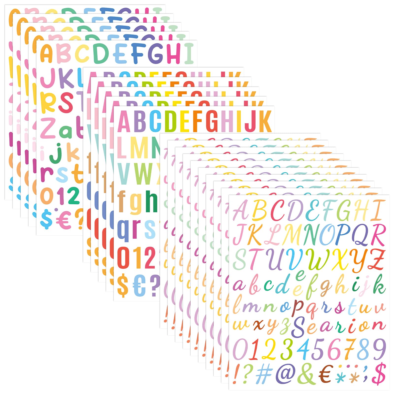POFIBO 1650 pegatinas autoadhesivas con números de letras, 20 hojas de vinilo de colores para buzón, artesanía, señalización, carteles, ventanas, álbumes de recortes