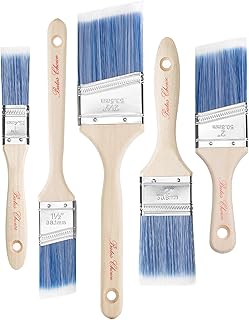 Bates- Paint Brushes Set, 5 Pack, 1"/1.5"/2"/2.5", Flat & Angled Paint Brushes for Walls, Treated Wood Handle, Stainless Steel Ferrule