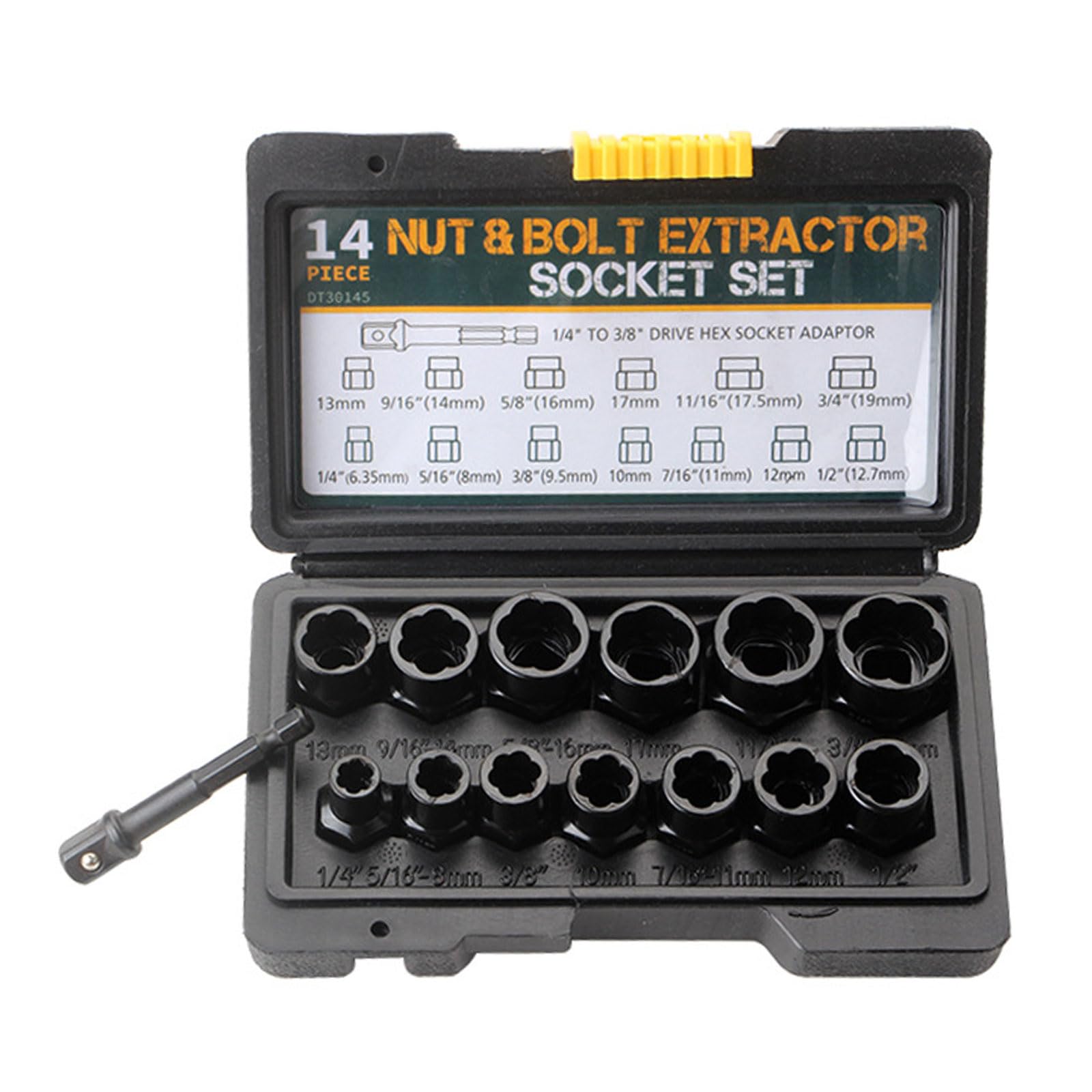 14Pcs Lugs Nut Remover Wheel Removal Kits Extractor Set for Damage Dead Rusted Bolts Nut Maintenance Threaded Removal