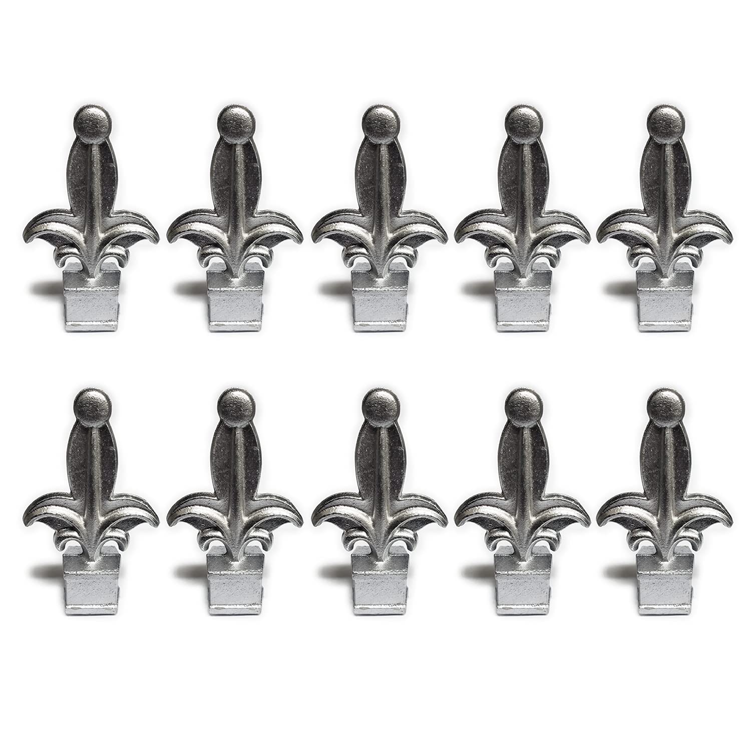 5/8 Inch Picket Finials 4 Inch Height 10-Pack Black Fleur-de-Lis ...