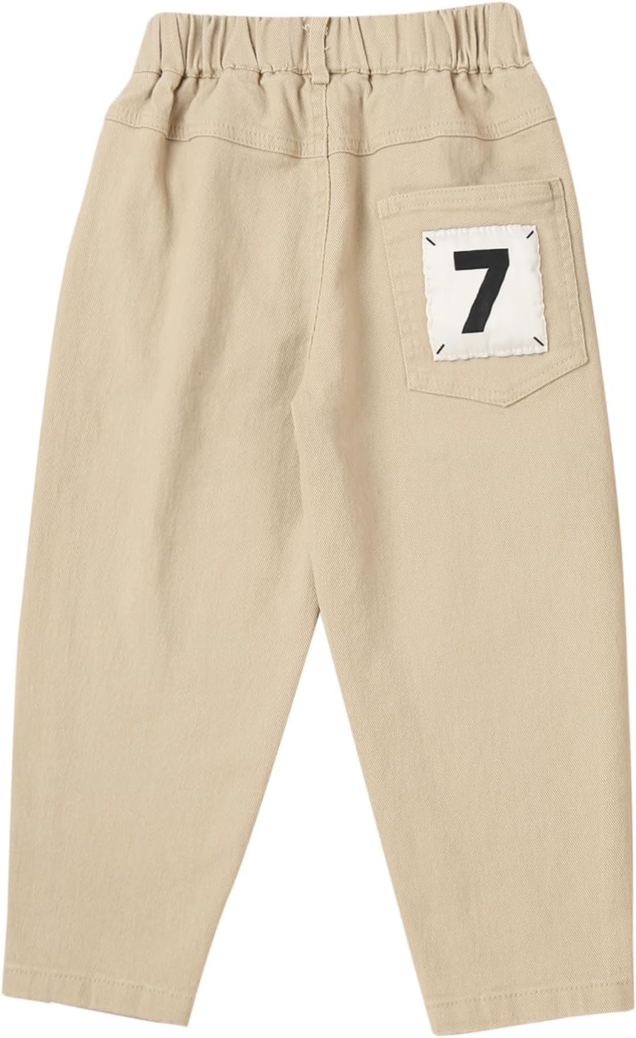 Alvivi Toddler Baby Boys Chino Cargo Jogger Pants Side Pockets Solid Color Overalls Trousers Casual Chino Cargo Pants