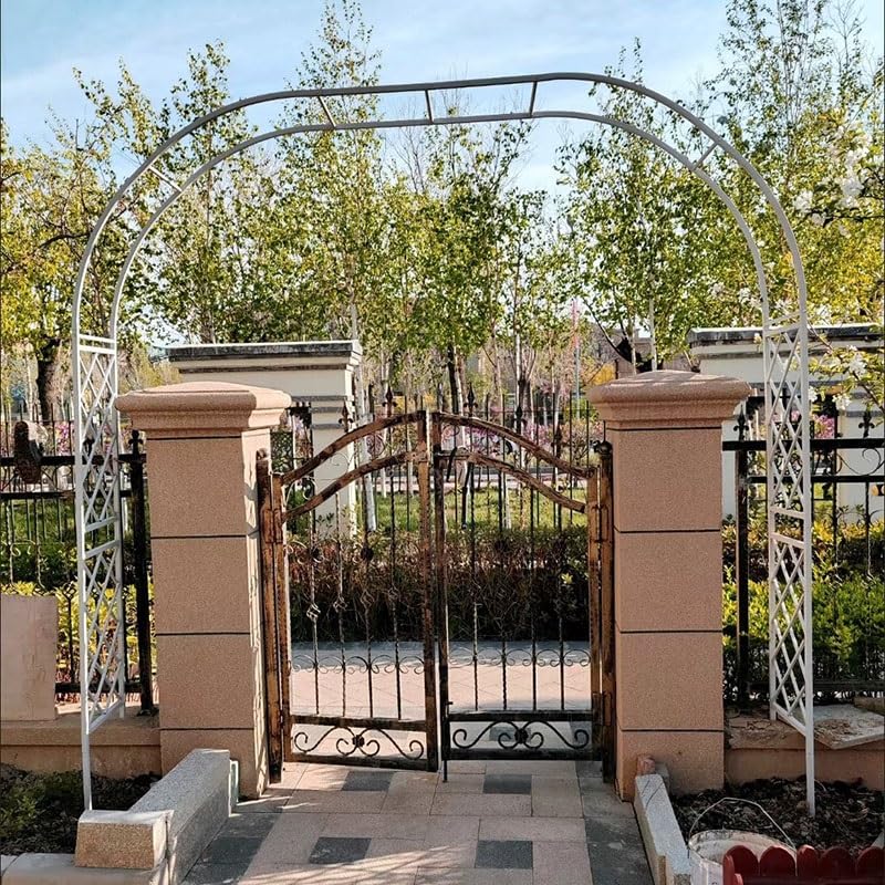 Metall Gartenbogen mit Rankgitter für Kletterrosen 280cm x 250cm Schmiedeeisen Gartenbogen Deko Outdoor Laube erhältlich in schwarz und weiß