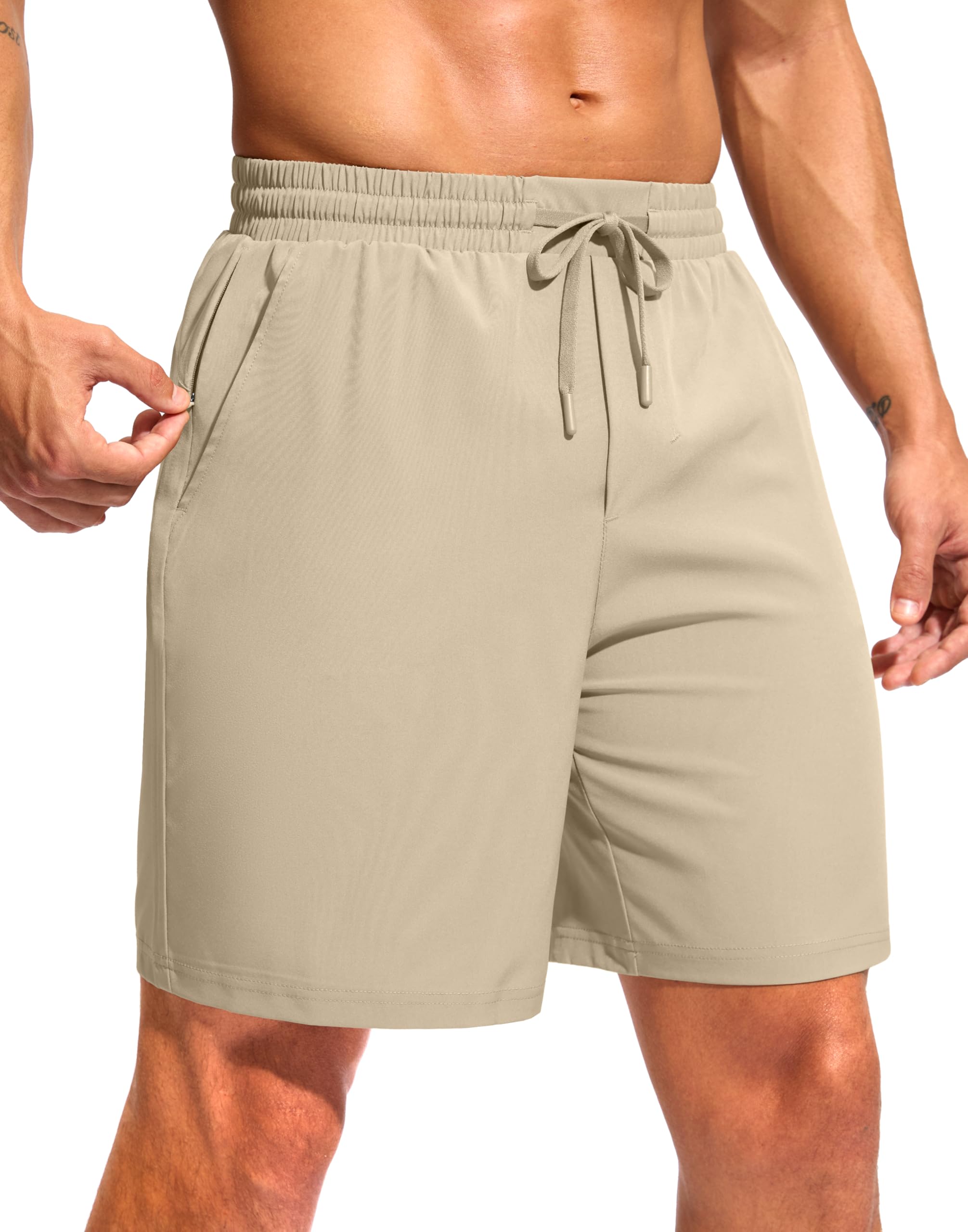 Soothfeel Mens Athletic Running Shorts with Zipper Pocket 5 7 Inch Quick Dry Tennis Shorts Gym Workout Shorts