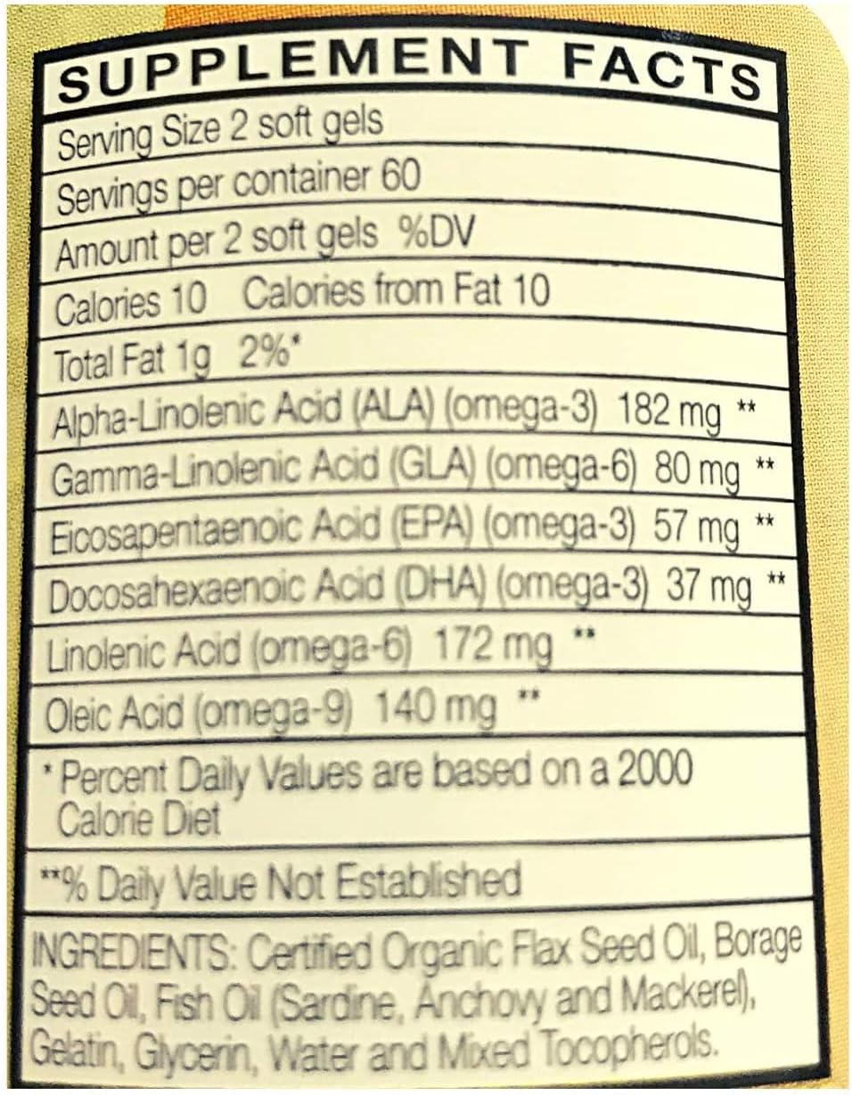 HealthyWise Omega 369 suplemento de ácido graso esencial EFA con EPA DHA GLA aceite de