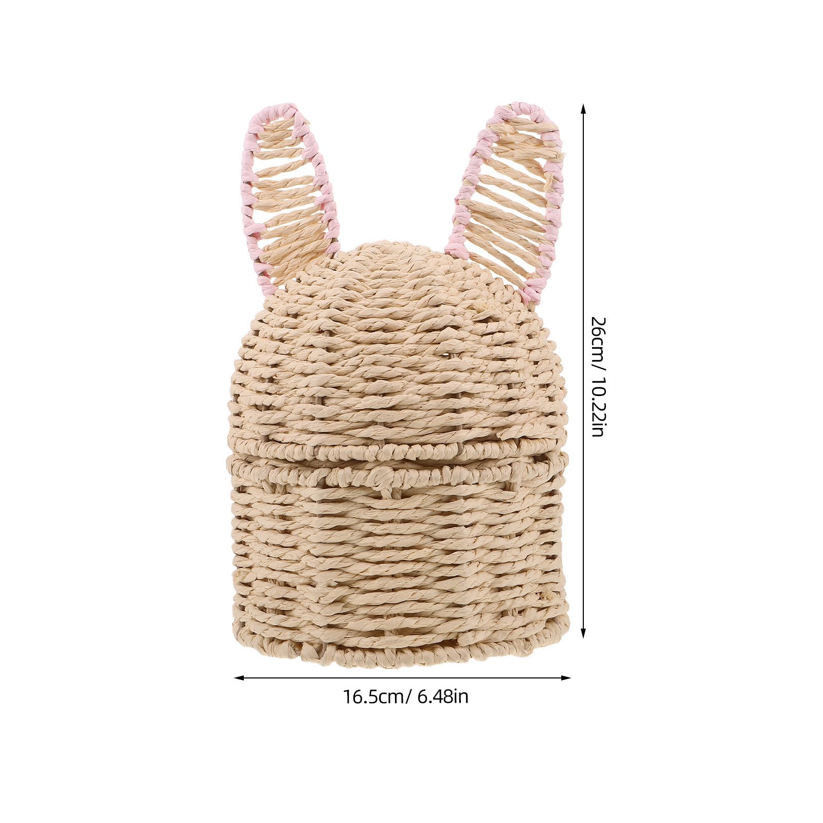 BESTonZON Cestino pasquale con orecchie da coniglio: cestini fatti a mano con coperchio per uova di caramelle in corda di carta per bambini, grazioso cesto da picnic a forma di coniglio per conservare