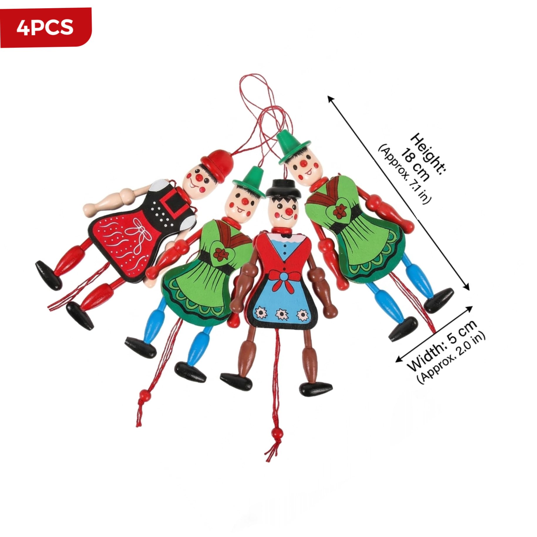 Marionette Puppets Marionette String Puppet Marioneta de Hilo de Madera Colorida para niños con extremidades móviles Muñecas de Madera Hechas a Mano.