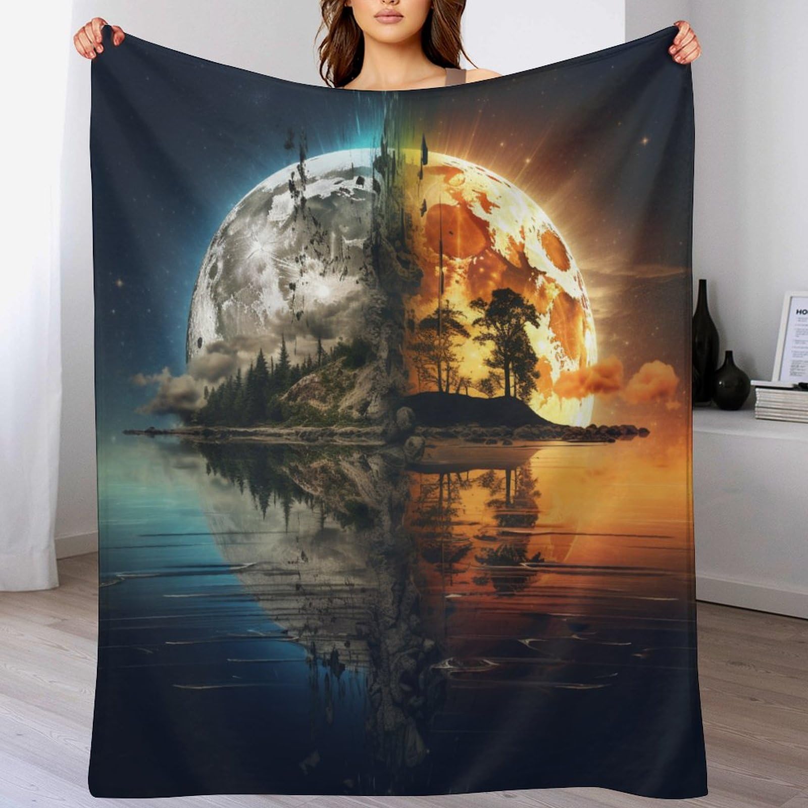 Manta de franela Fantasy Landscape de forro polar para sofá y salón 140x180 cm
