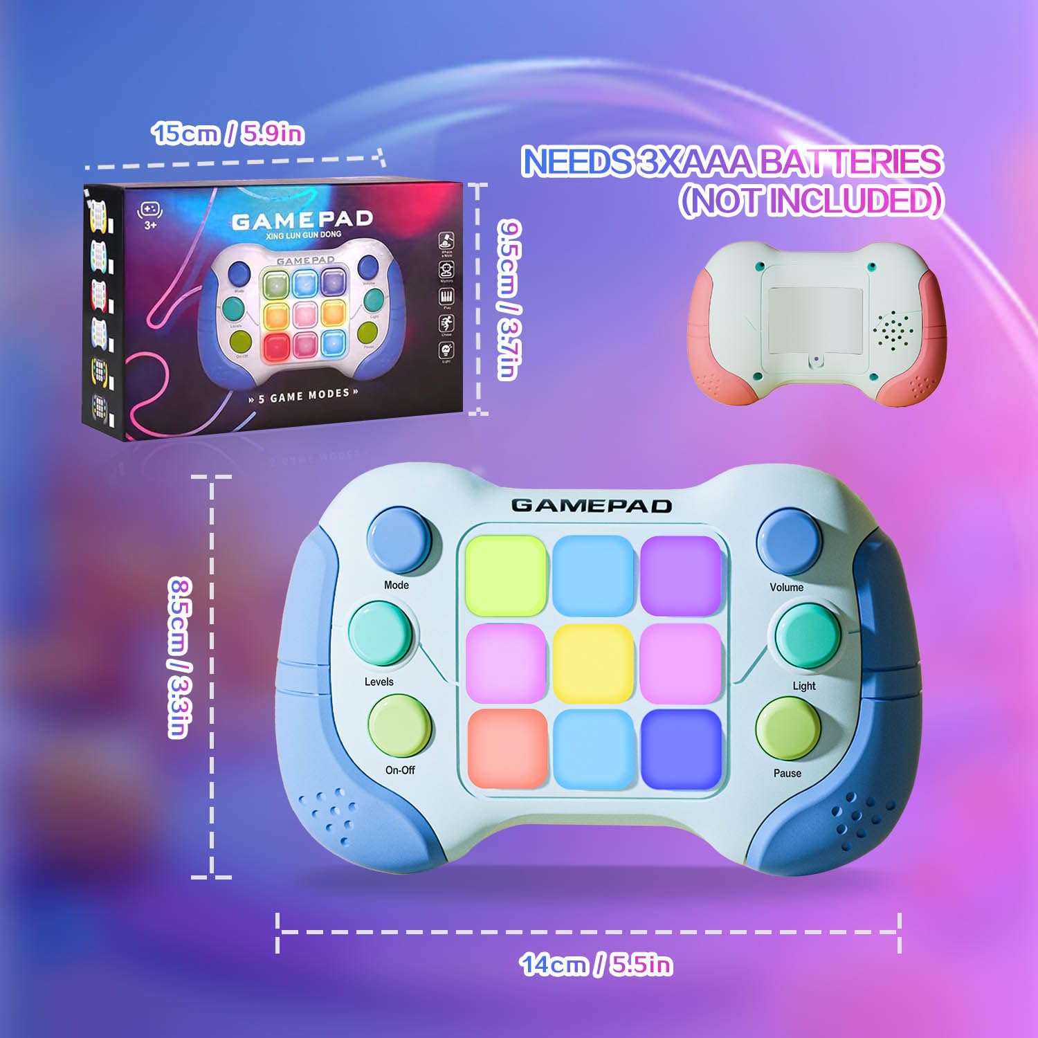 Manija de juguetes antiestrés de empuje rápido, juegos de prensa rápida intermitentes mejorados Pro para niños, juego de ansiedad con luz de empuje, juguete educativo de consola de mano para niños,
