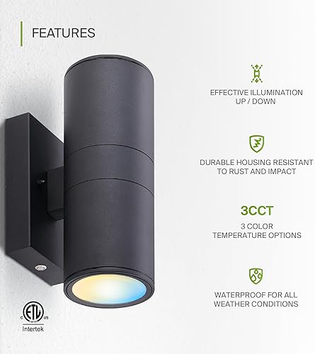 Miniatura 10 de ASD Lámpara LED de pared cilíndrica redonda de 1 vía  9W 1000LM 3000K-5000K 120V  3CCT, regulable, impermeable, certificación ETL  Aplique de