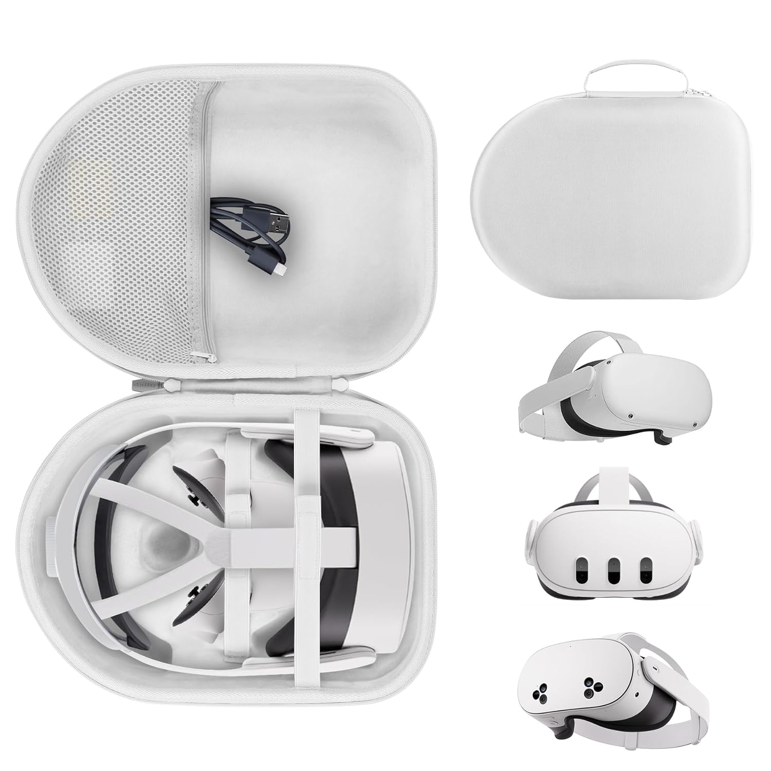 Storage Case Compatible with Meta Quest 3S / Quest 3 / Quest 2 VR Headset and Controller Accessories, Suitable for Travel and Home Storage (White) Storage Case Compatible with Meta Quest 3S / Quest 3 / Quest 2 VR Headset and Controller Accessories, Suitable for Travel and Home Storage (White)