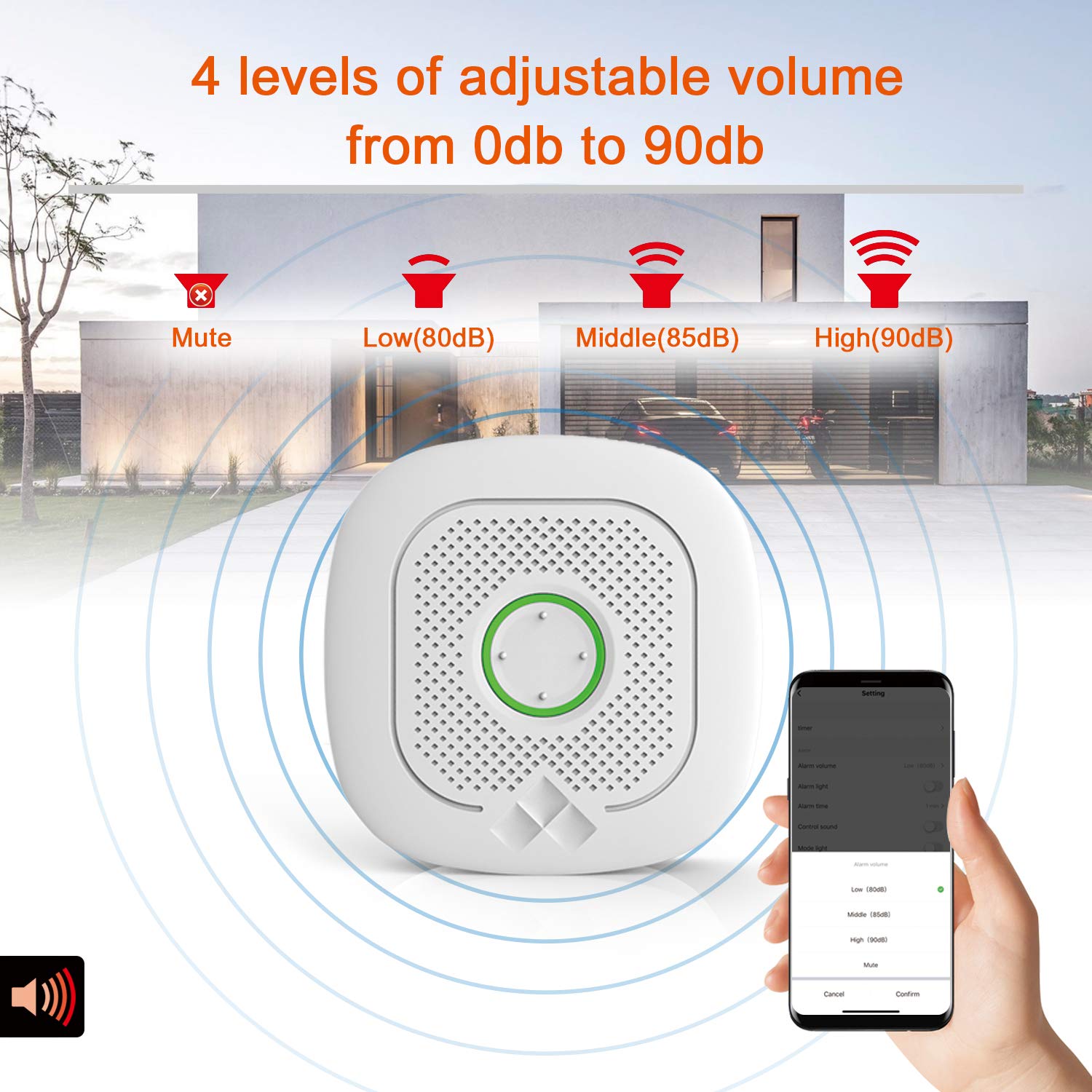 Wolf-Guard WS-03 Sistema de Seguridad de Alarma Independiente/WiFi para Taller/apartamento, Alarma de Garaje, Alarma de cabaña de Troncos/cobertizo, (90 dB)