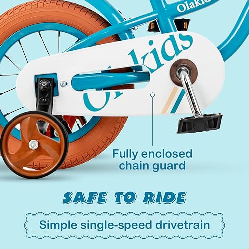 Miniatura 6 de Olakids Kids Bike, 12 14 16 18 Inch Toddlers Bike with Removable Training Wheels Basket, Kickstand, Safety Bell, Adjustable Seat Handlebar,