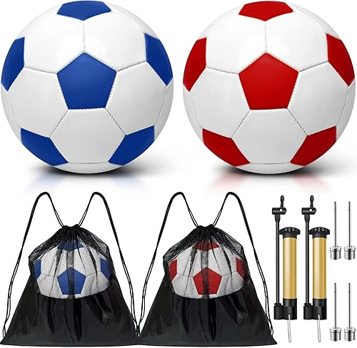 Paquete de 2 pelotas de fútbol desinfladas de Navidad con bomba para niños, tamaño 3, tamaño 4, tamaño 5, ofertas a granel, pelotas de fútbol con