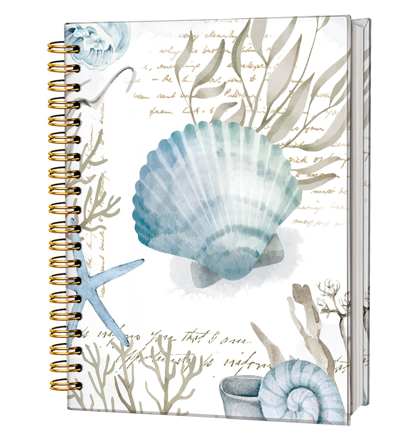 FLVGE Sea Conch College Ruled Spiral Notebook Journal, Vintage Ocean Sea Life Aesthetic Spiral Bound Writing Journals for Offices Schools Classrooms, Hard Cover with 80 Ruled Pages, 5.5x8.3