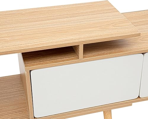 Miniatura 8 de MARTEXBUY Moderno soporte de TV, mueble de almacenamiento para consola de sala de estar, soporte de TV de perfil bajo con almacenamiento, centro de