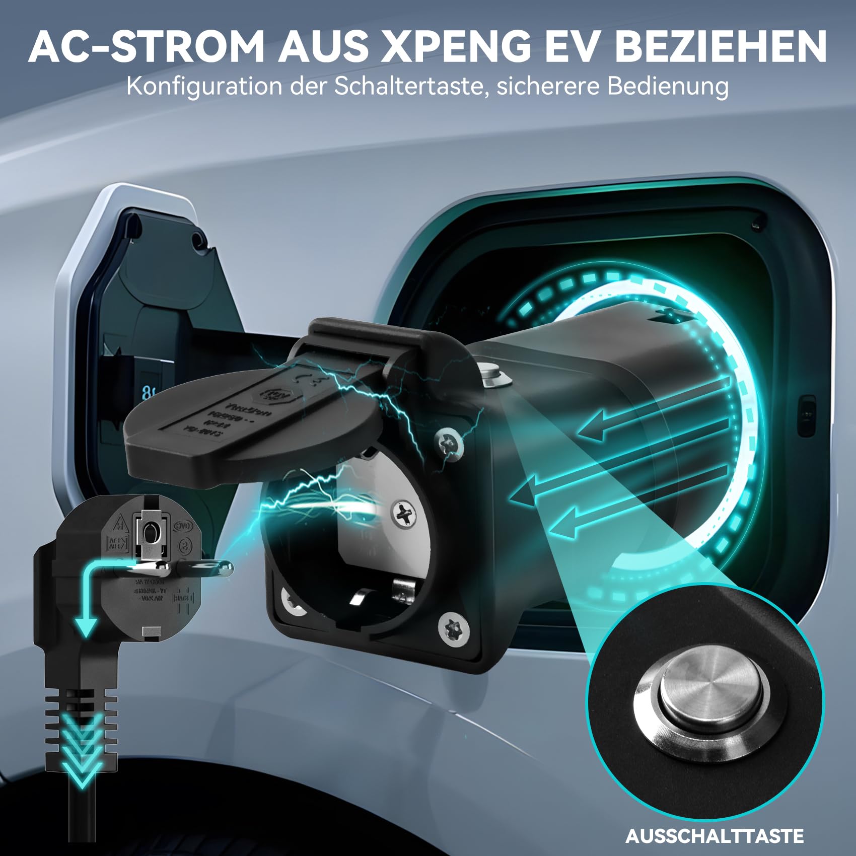 JULIK V2L Adapter für XPENG EV 3,5KW 16A 230V Vehicle to Load Adapter Kompatibel mit P7 G6 G9