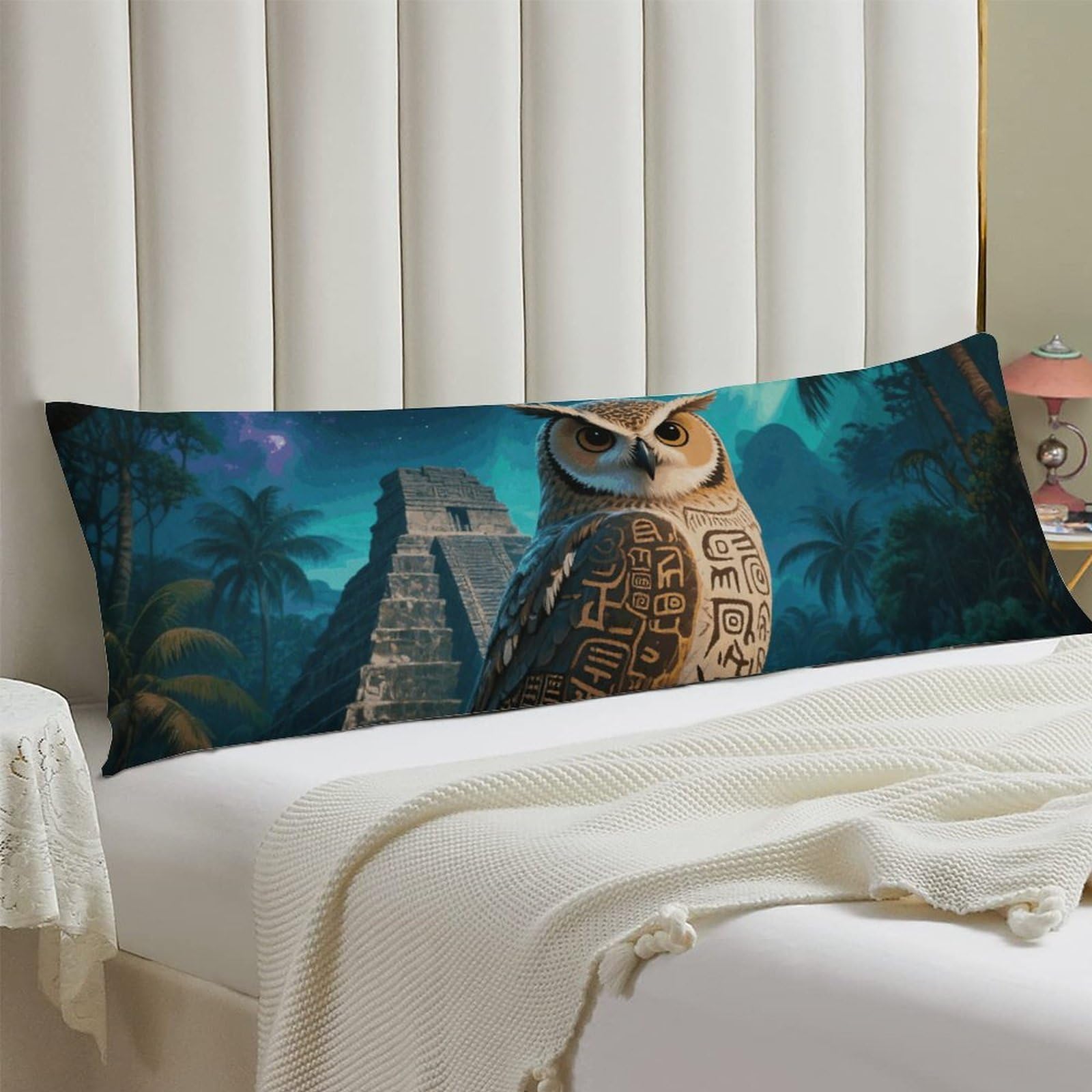 Body Pillow Cover 20x54 Long Pillow Case with Invisible Zipper Breathable Microfiber Maya Owl Pillowcase Soft Cozy Protector for Bedroom Couch Sofa Bed Home Decor All Seasons