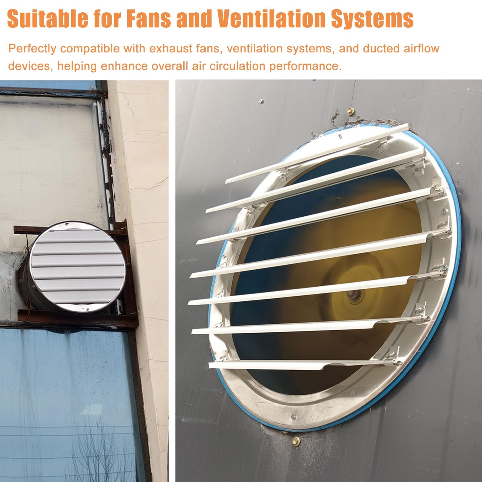 Rejilla de Ventilación de Aluminio con Cierre Automático por Gravedad | Rejilla de Extracción para Interior y Exterior, Compuerta Antirretorno Automática con Rejilla(20in(51cm))