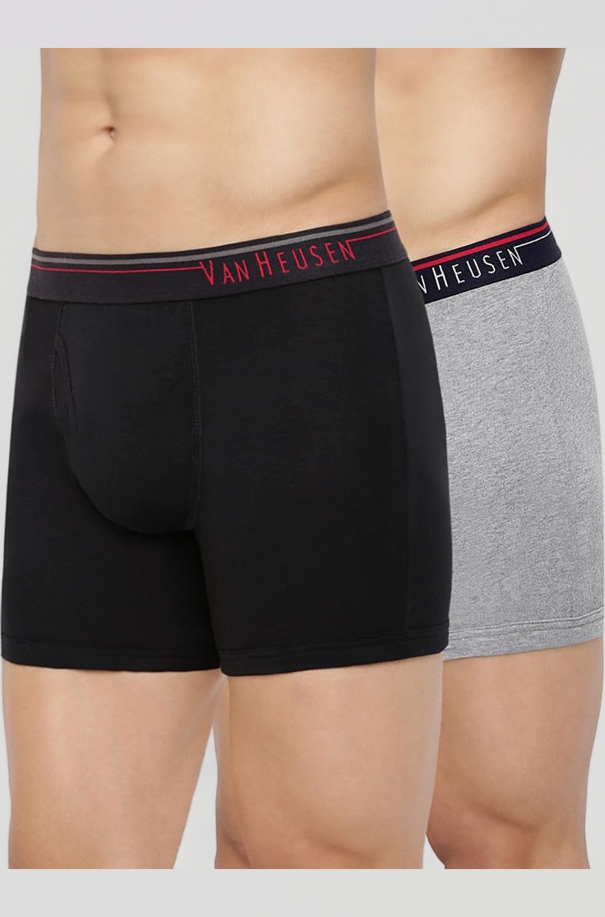 Van Heusen Men Boxer Briefs - 100% Combed Cotton - Pack of 2 - Anti Bacterial, Colour Fresh, Moisture Wicking