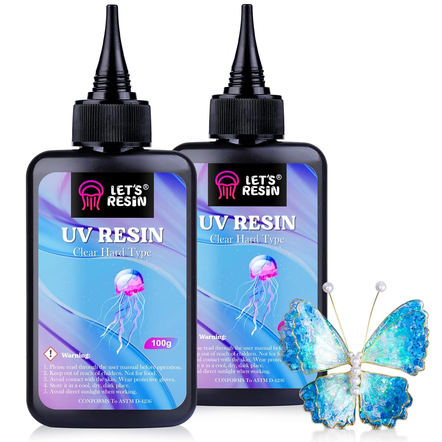 Clear Hard Type UV Resin for Crafts and Jewelry Making, 200g