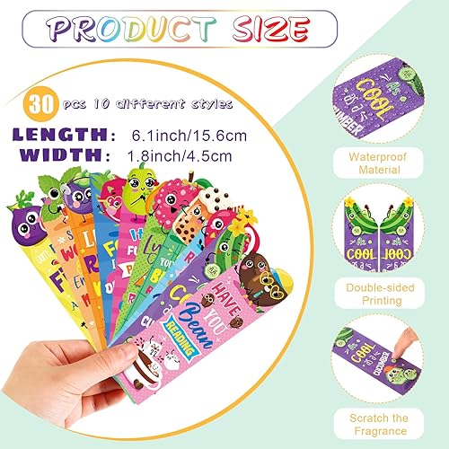 Miniatura 2 de Teling 60 marcapáginas perfumados y lápices perfumados, regalos de Navidad, divertidos lápices de frutas a granel para niños, marcadores olorosos