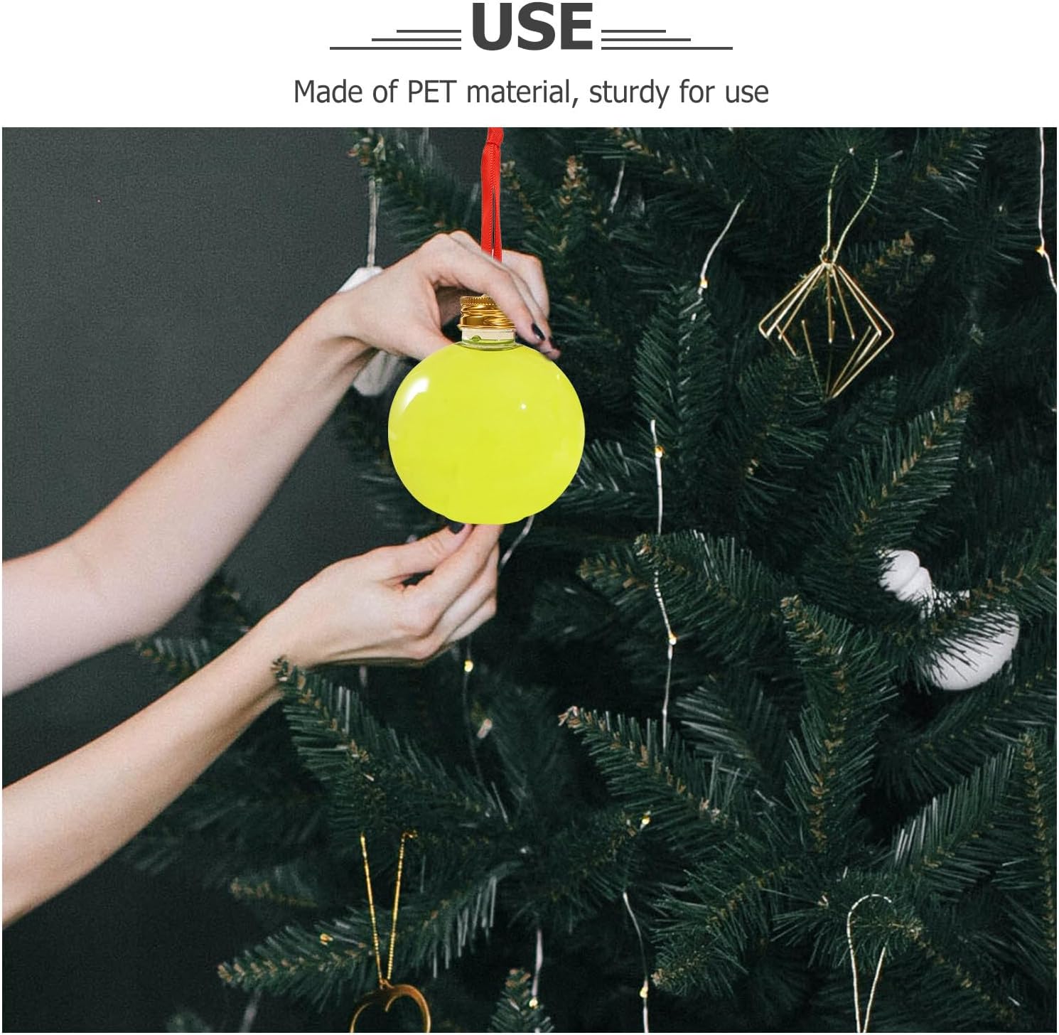 BESPORTBLE 10pcs Plastic Bulb Ornaments Christmas Tree Ball Decorations, Fillable Round Candy Light Bulbs Pendants for Holiday Party, Packaging, Home Celebration