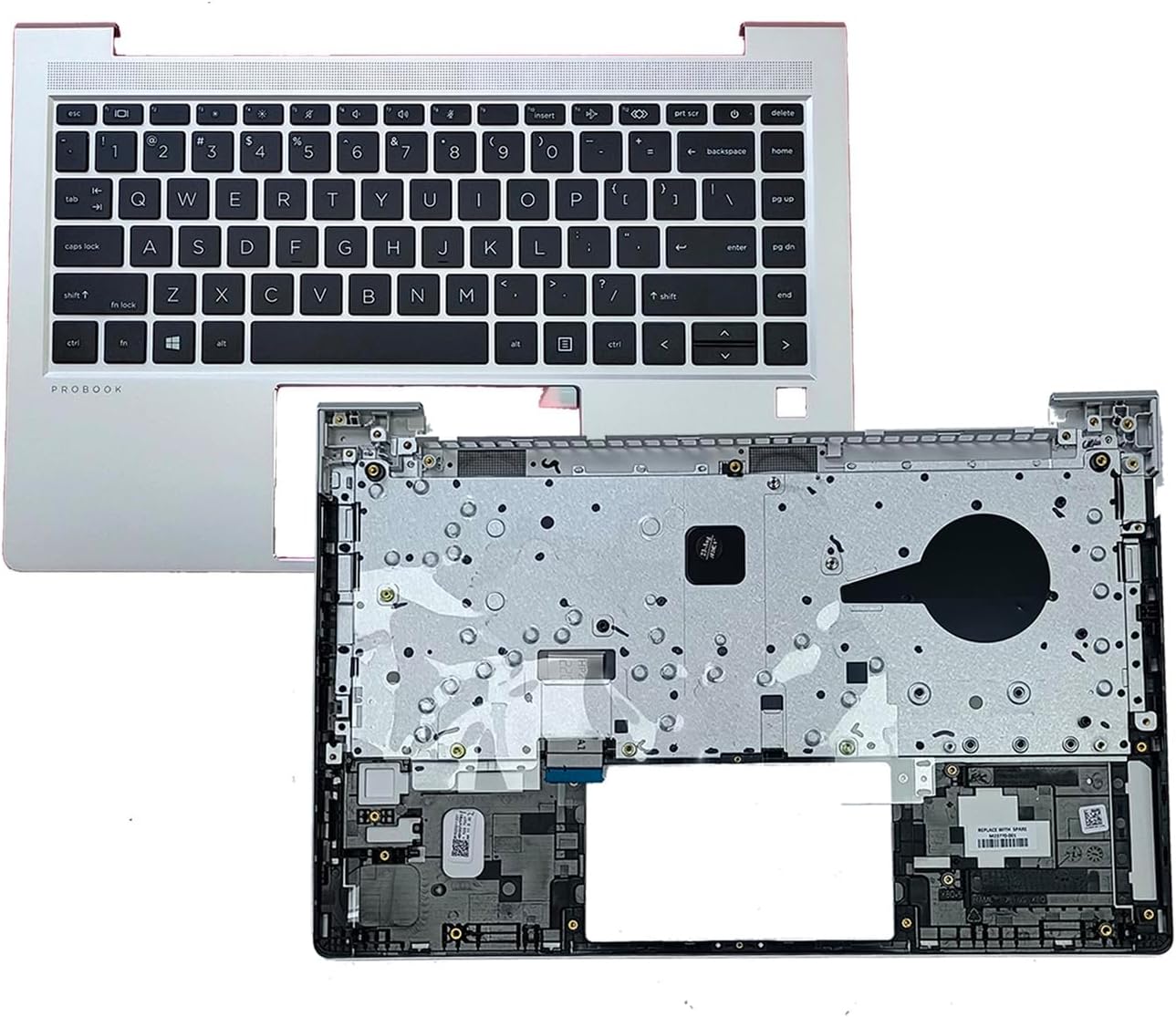 M23770-001 Replacement for HP Probook 440 G8 445 G8 Laptop Upper Top Cover Case Palmrest Not-Backlit US Keyboard Assembly Part Silver