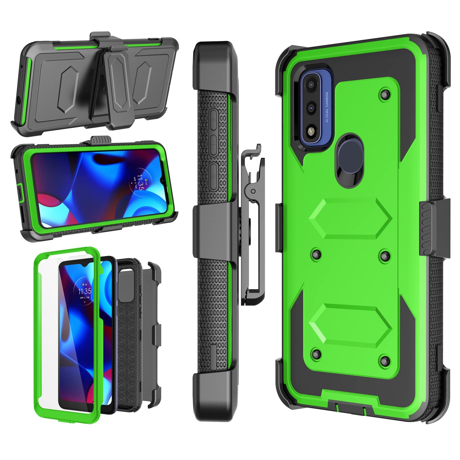 Njjex for Motorola Moto G Pure Case, for Moto G Power 2022 Case, [Nbeck] Heavy Duty Built-in Screen Protector Rugged Swive...