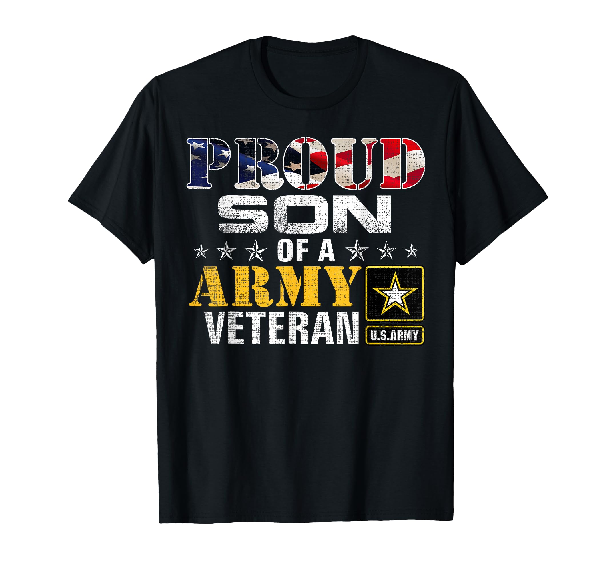 Proud Son Of A Army Veteran American Flag Military Gift T-Shirt