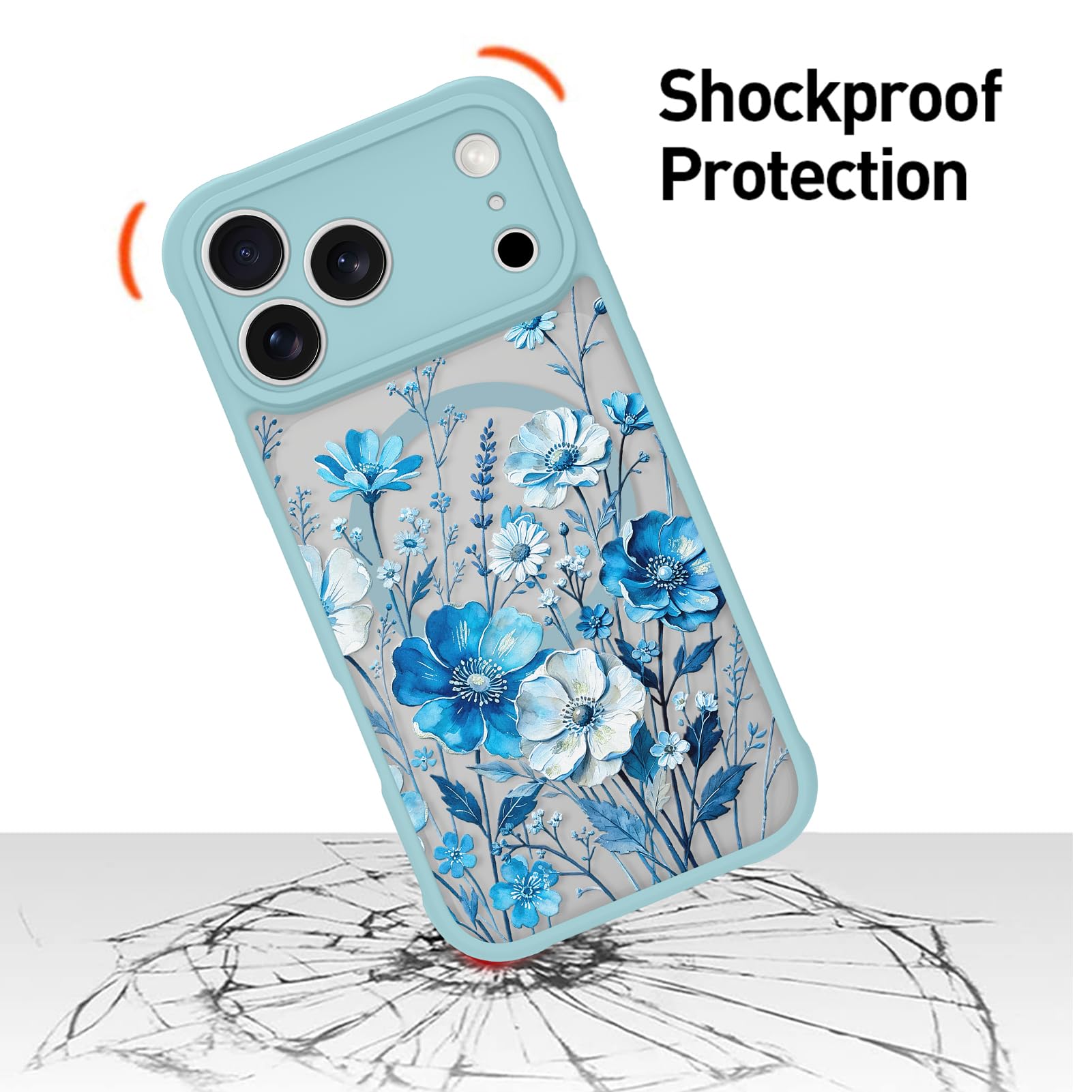 MZELQ Custodia magnetica per iPhone 17 Pro da 6,3 pollici, verde fiore