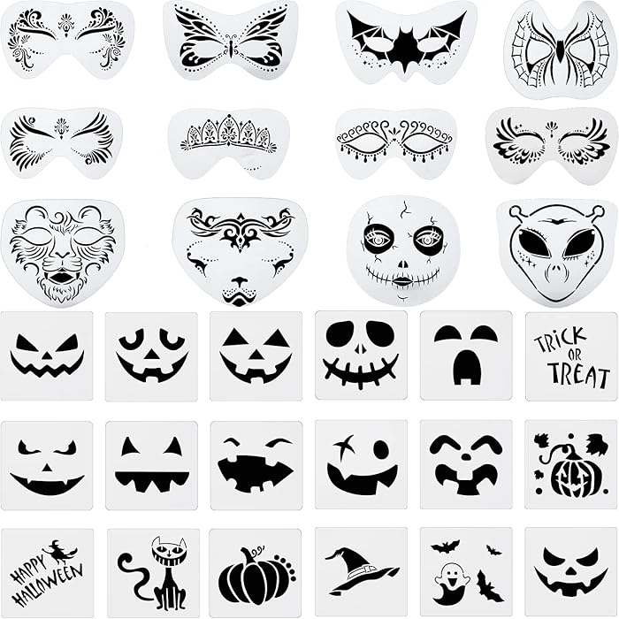 Buy 40 Pieces Halloween Face Stencils Kit 12 Pieces Reusable Large Face