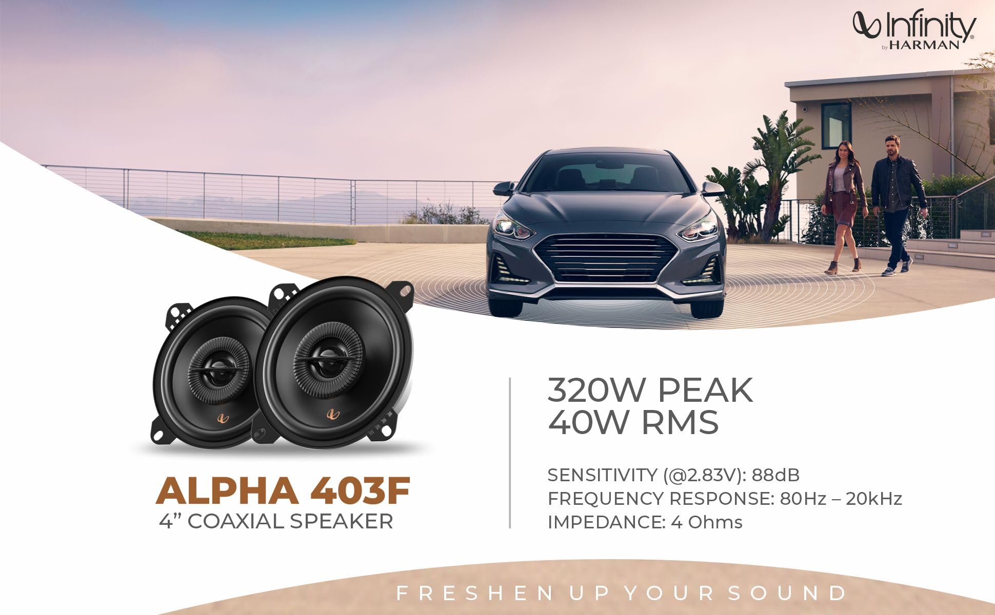 Infinity Car Coaxial Speaker Alpha 403F (4 Inch)| Peak Power - 320W | RMS Power - 40W | 4 Inch Coaxial Speaker (Black) — Amazon image 7