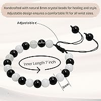 Vista 6 de Amazing Gemstone Selenite Black Tourmaline Bracelet for Women Men's Gifts - Protection Healing Crystal Bracelet - 8mm Gemstone Beaded Adjustable