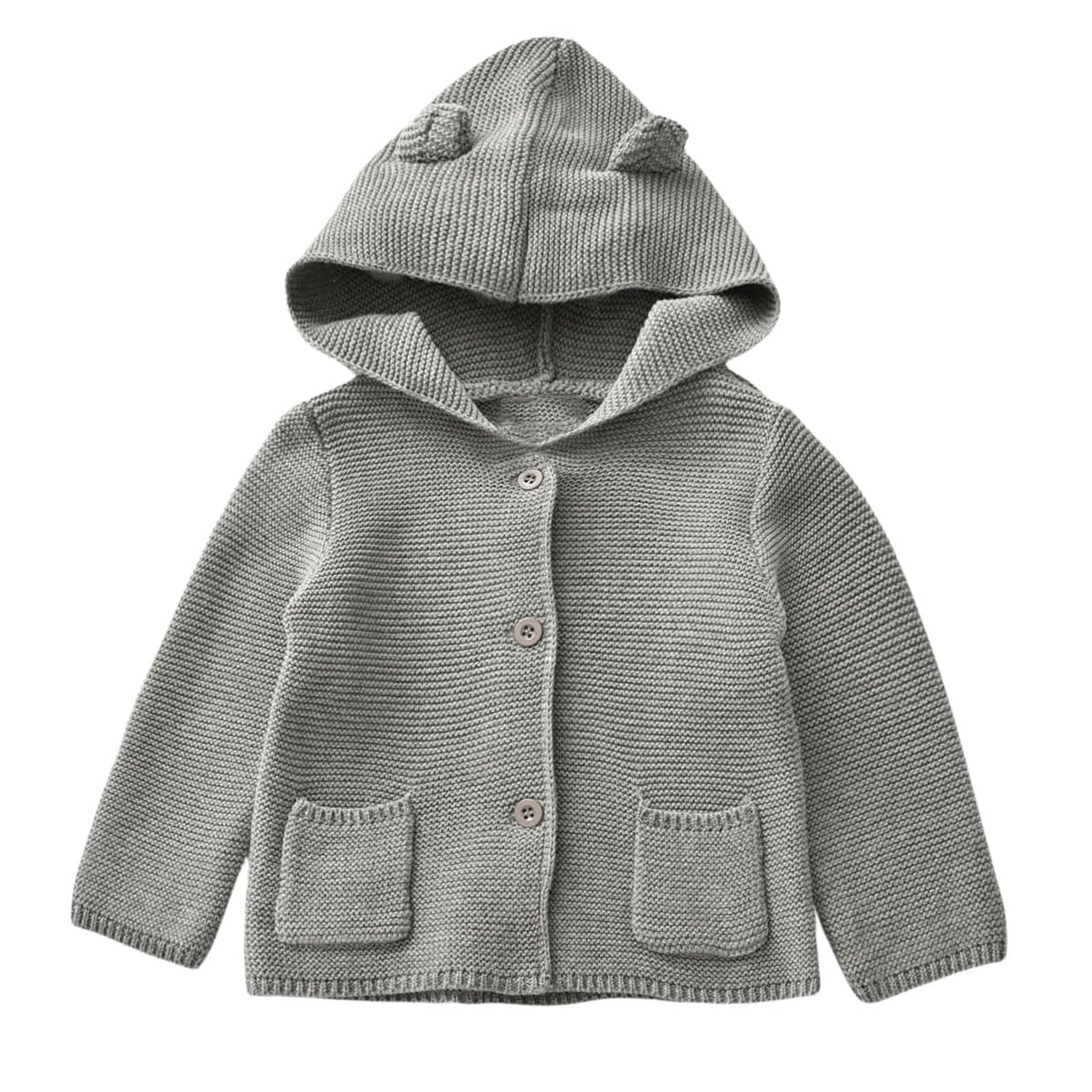 Miccina Baby Boys Cardigan Sweater Toddler Girls Knit Hooded Jacket Button Outwear Outfit Tops Sweatshirt