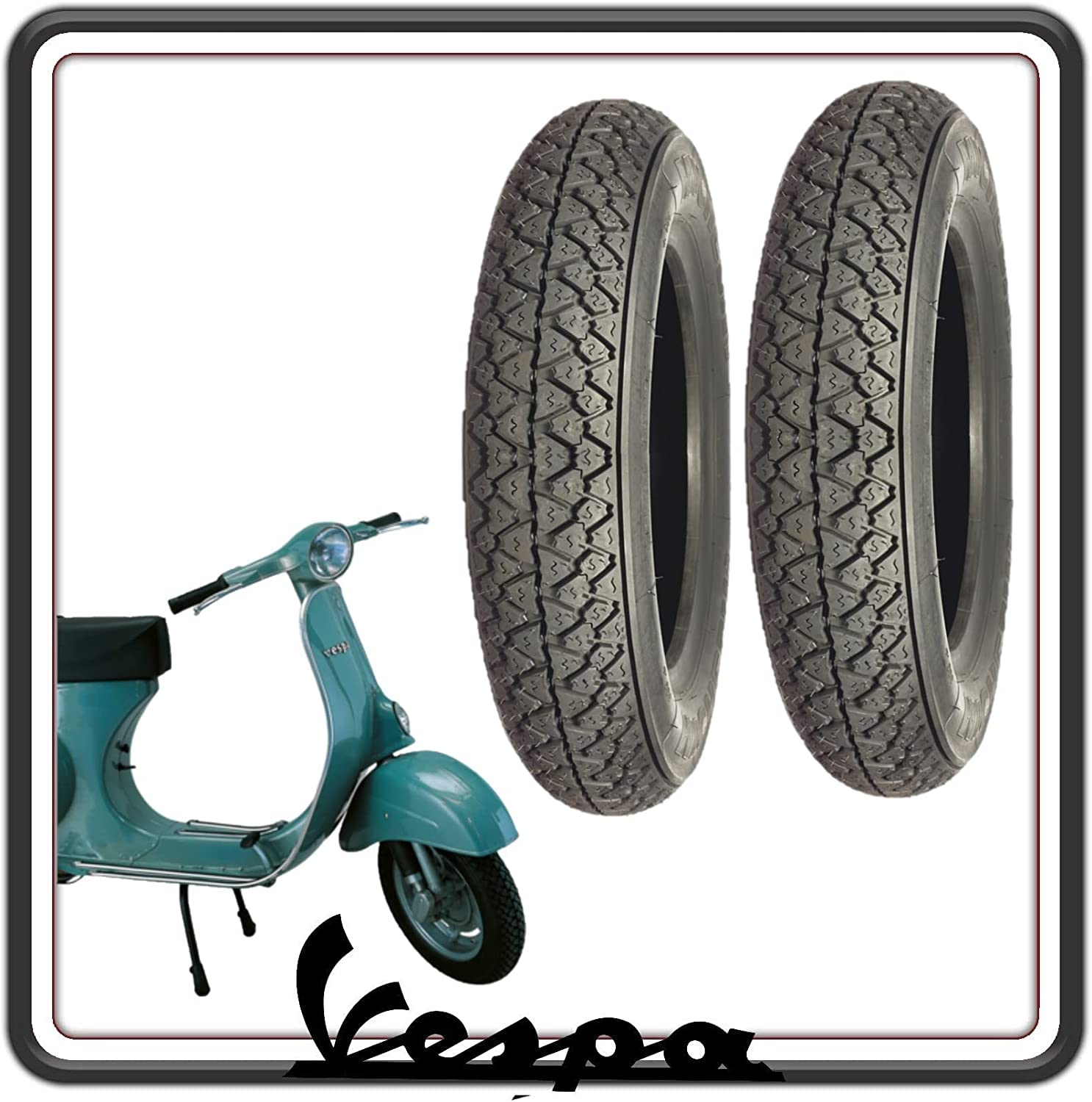 KIT 2 GOMME PNEUMATICI BATTISTRADA PER PIAGGIO VESPA 50 N L R CON FARO TONDO