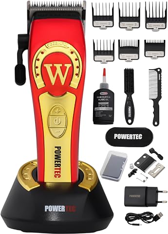 POWERTEC TR-4800 Tam Profesyonel 9.000rpm 8 Kademeli Saç-Sakal Kesim Makinesi +Yedek Seramik Bıçak Seti