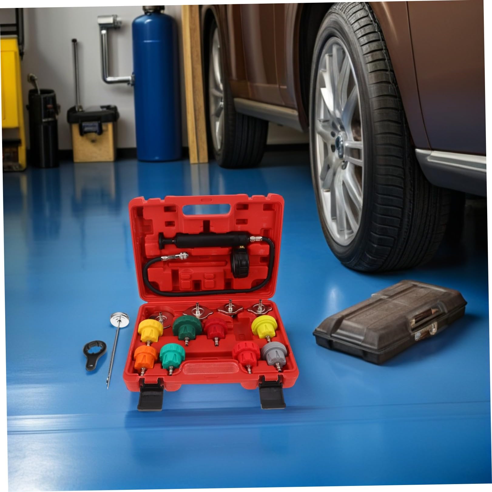 Operitacx Kit Tester Pressione Radiatore Affidabilità Termine in Metallo e Plastico per di Raffreddamento Auto, per Appassionati e Professionisti