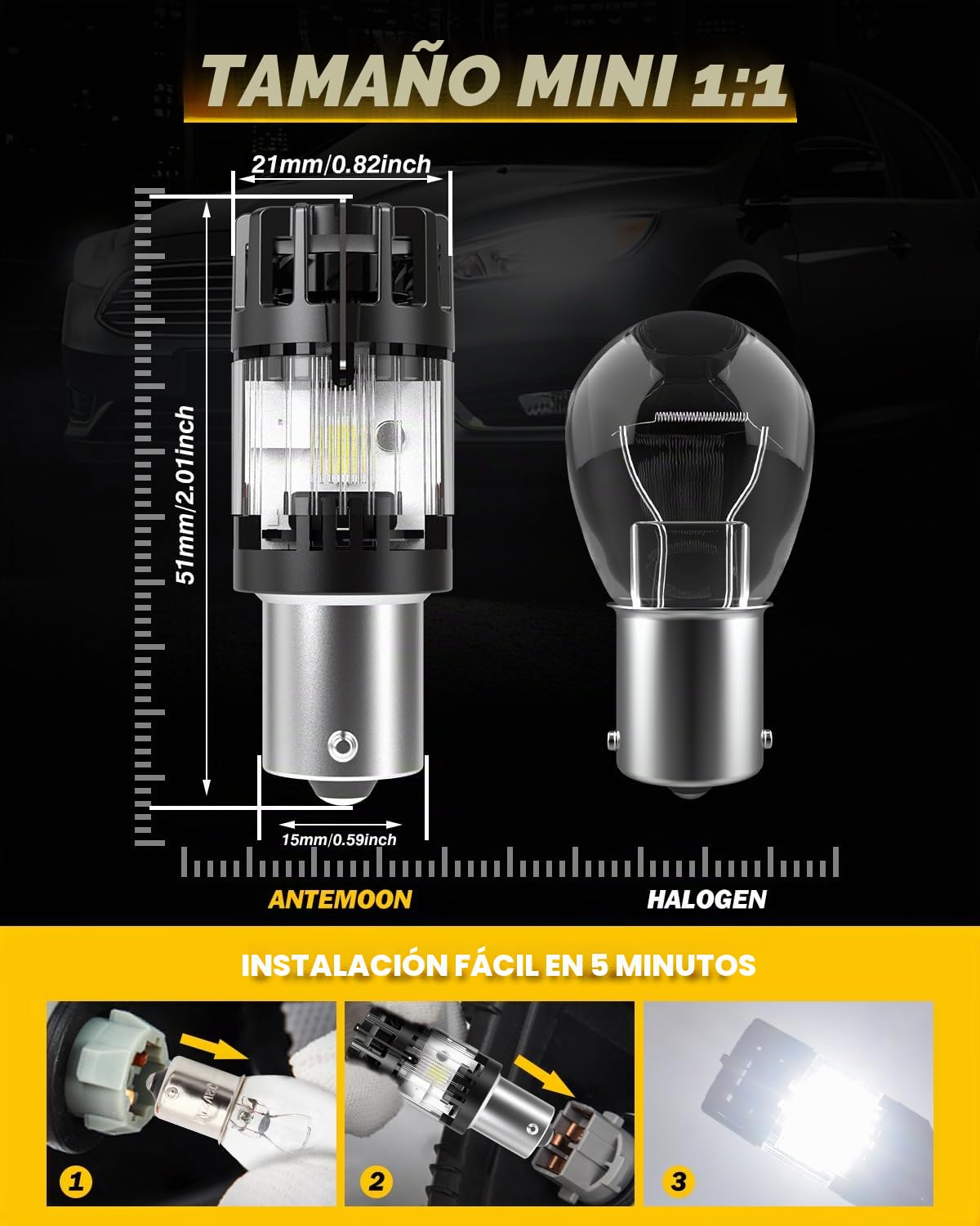 P21W 1156 BA15S Bombillas LED 100% Canbus Sin Errores 12V Super Brillante 6500K Blanca 382 7506 1141 Luce de Repuesto para Coche para Luz de Marcha Atrás Antiniebla Traseras Señal de Giro, 2 Piezas