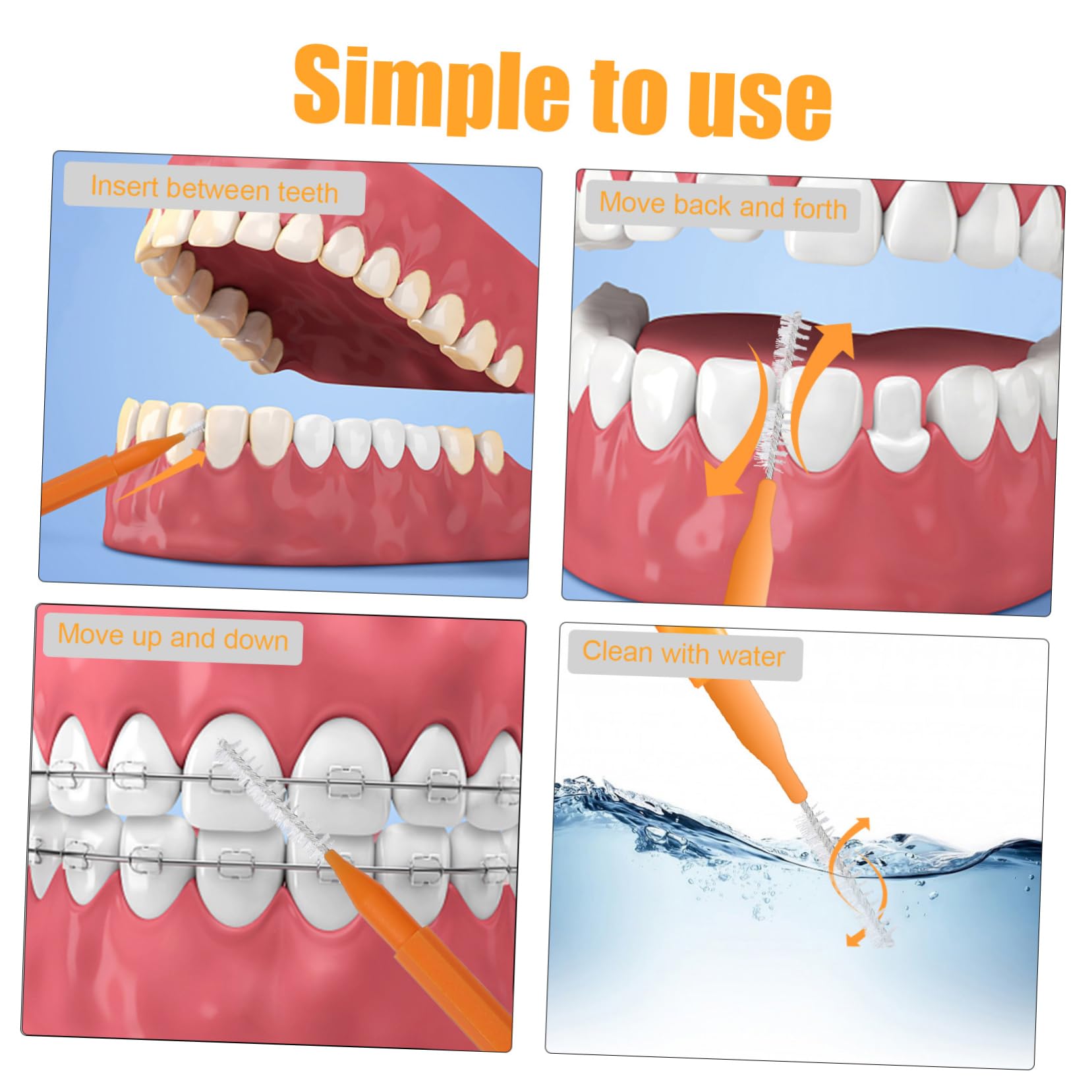 SHERCHPRY 5 Series Cepillo Interdental Para Limpieza De Aparatos Redondo Firme Reutilizable Portátil Pequeño Azul Alcance Oral 100 piezas*5