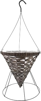 Gardener Select 14" Woven Plastic Wicker Hanging Basket Cone with Stand - Coffee Wicker