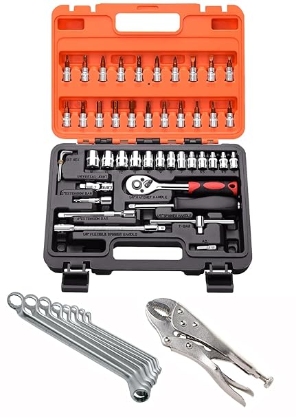 Digital Craft Multifunction Hand Tool Kit Car Ratchet Wrench Assembly Tool Household Repair Tools Automotive Set 46PC Socket Set,10