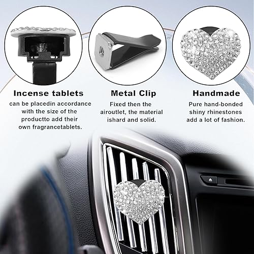 Miniatura 10 de 1 pieza de dijes de clip de ventilación de automóvil, clips de ventilación de ambientadores de automóvil, accesorios de automóvil con diamantes de