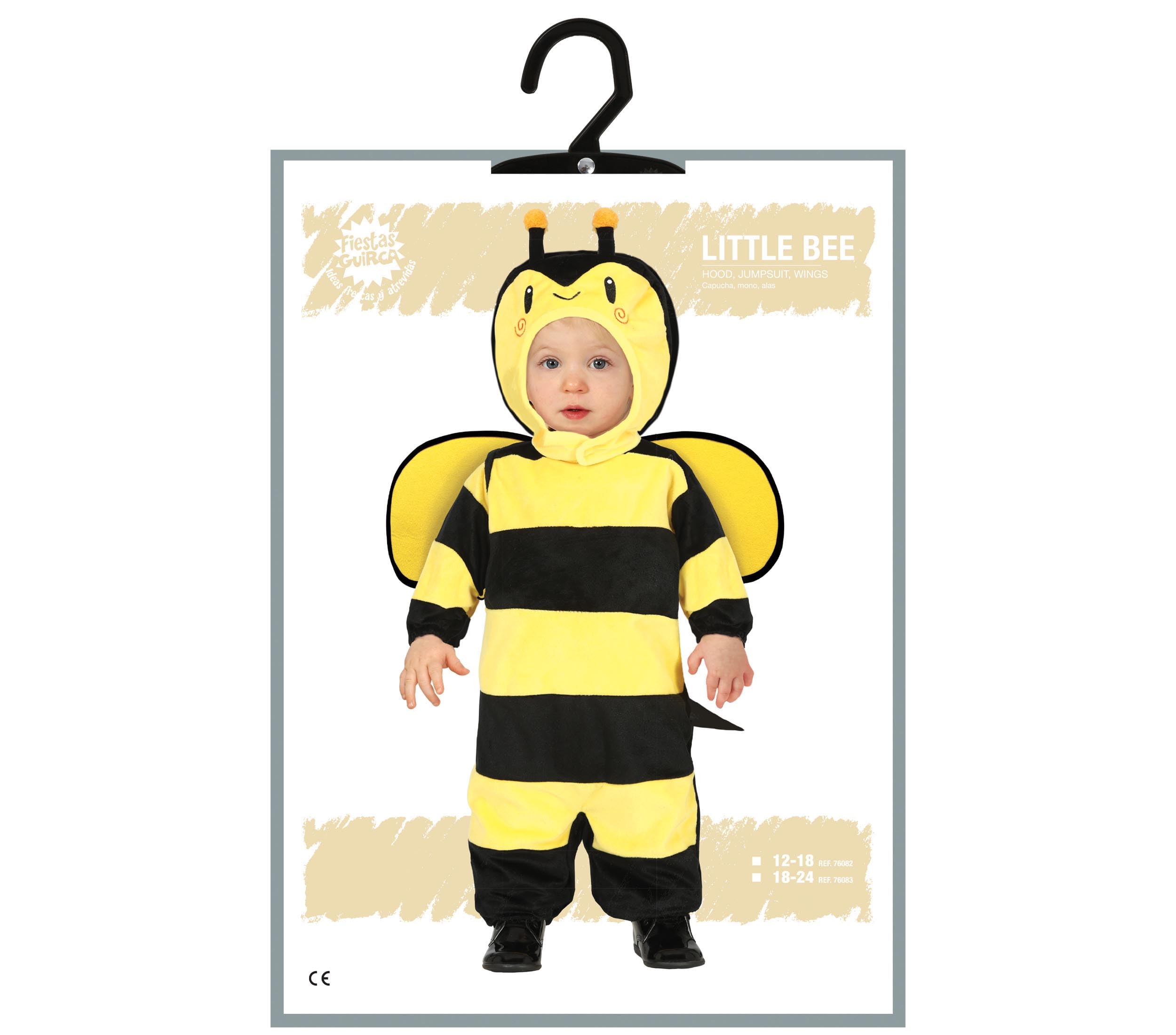 FIESTAS GUIRCA | Costume di Ape Bambini - Tuta, Cappuccio e Ali - Costumi di Insetti per Halloween, Carnevale e Feste in Maschera - Ideale per Bambini Unisex