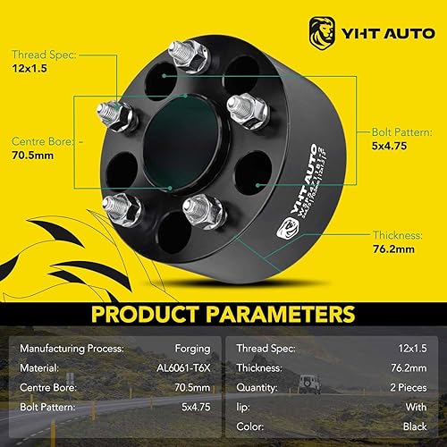 Miniatura 10 de YHTAUTO Espaciadores de rueda de 5 x 4.75 pulgadas de 1 pulgada compatibles con Chevrolet, GMC, Buick, Cadillac, Pontiac modelos 1979-2019,