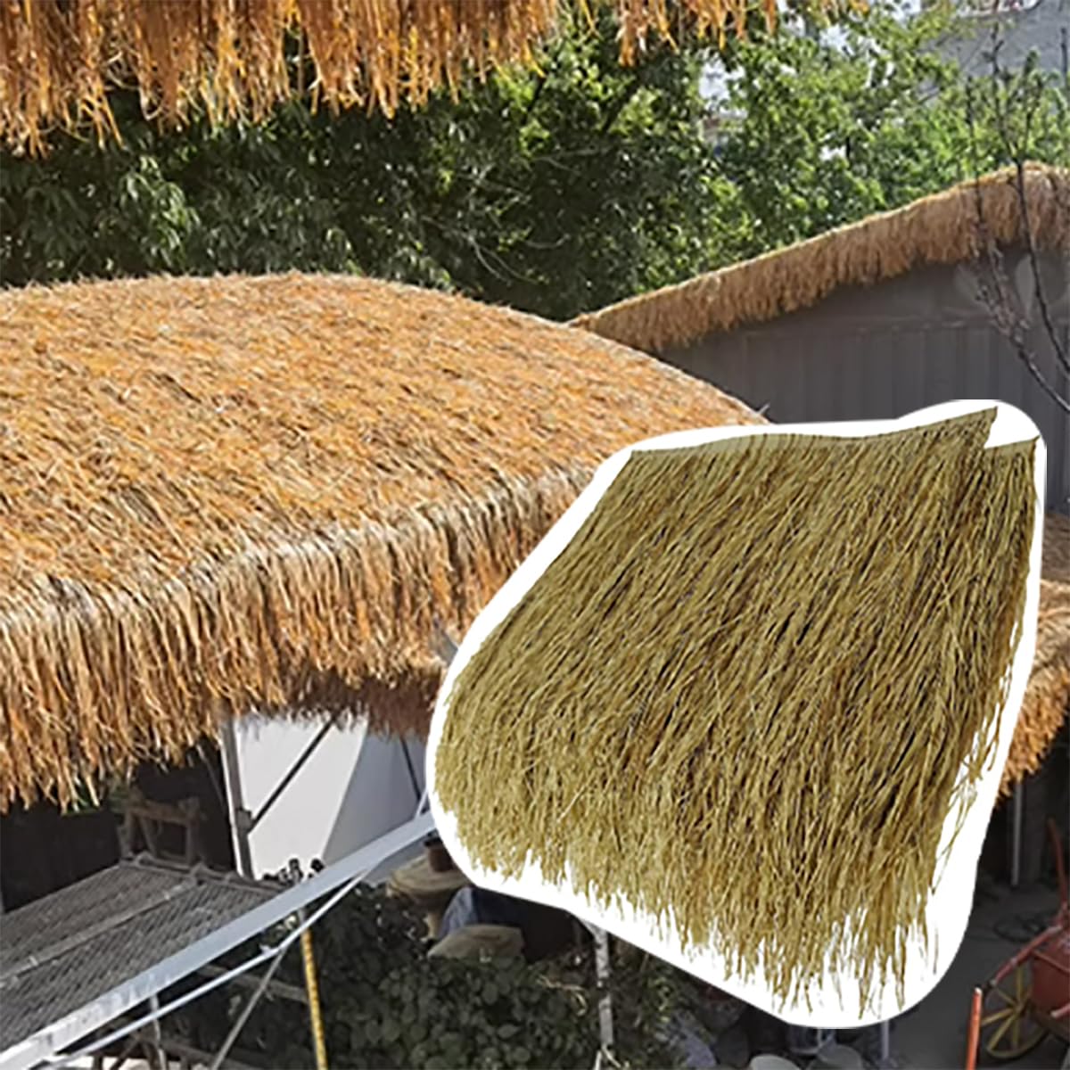 Chaume de palmier artificiel 50x50cm pour décoration exotique et toit extérieur