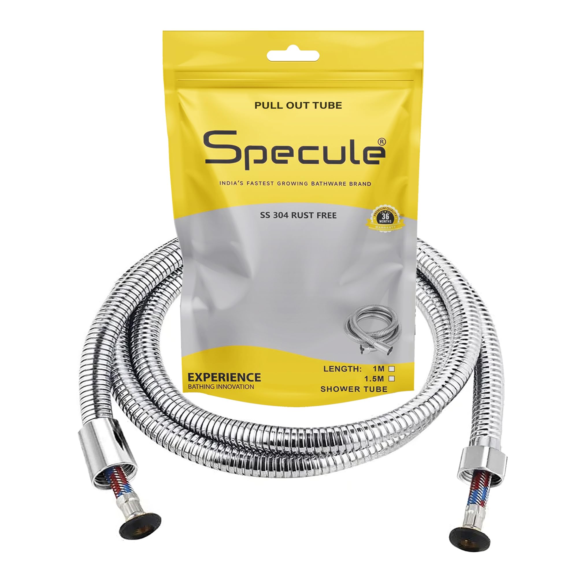 Specule Pull Out, 304 Grade Stainless Steel High Pressure Flexible Tube Shower Hose Pipe/Hand Shower Pipe/Health Faucet Tube Jet Spray Pipe (Chrome) (1.5 Meter) (B0DGLKRMY9) Amazon Price History, Amazon Price Tracker