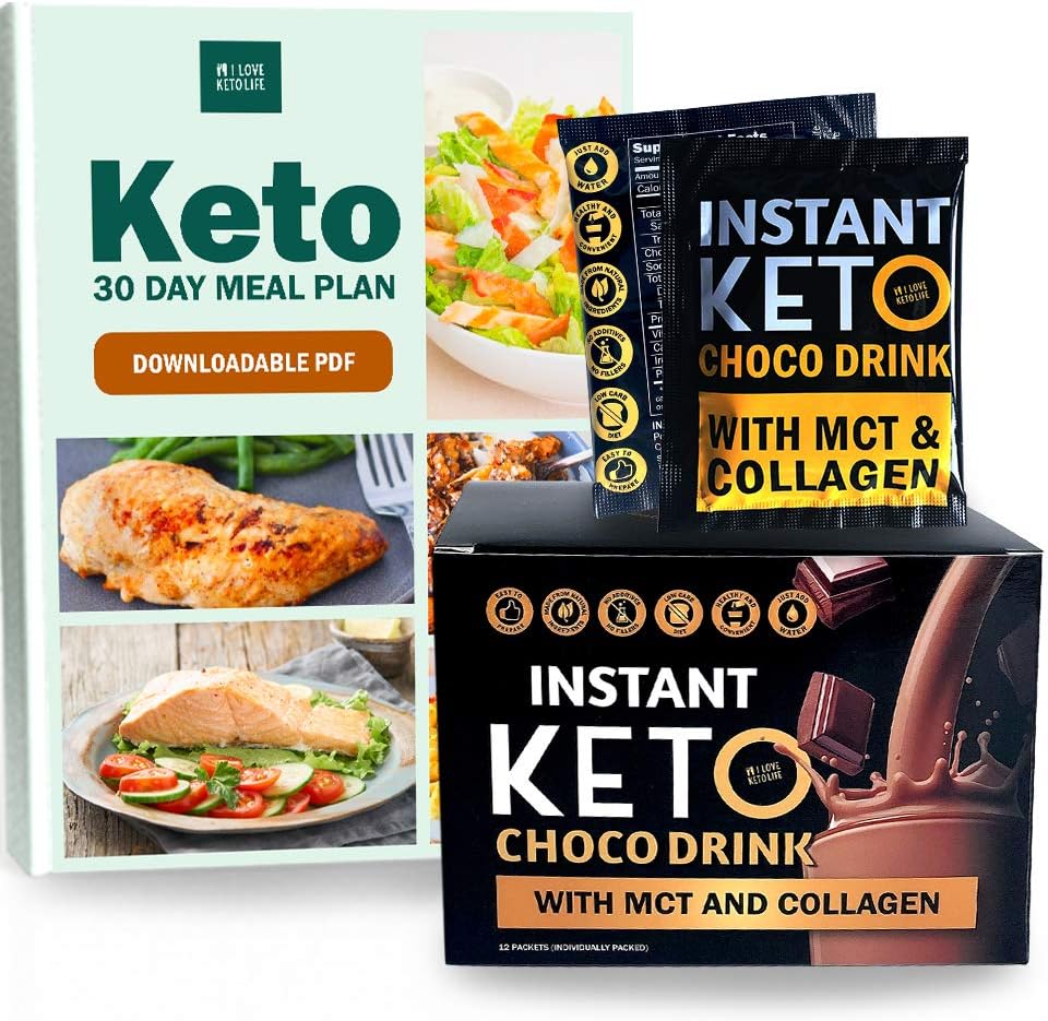 Keto Chocolate Drink with MCT & Collagen - Low Carb, Sugar-Free Snack Drink, Great for Travelling, Ketogenic Diet Hot Breakfast, Balanced Weight Loss