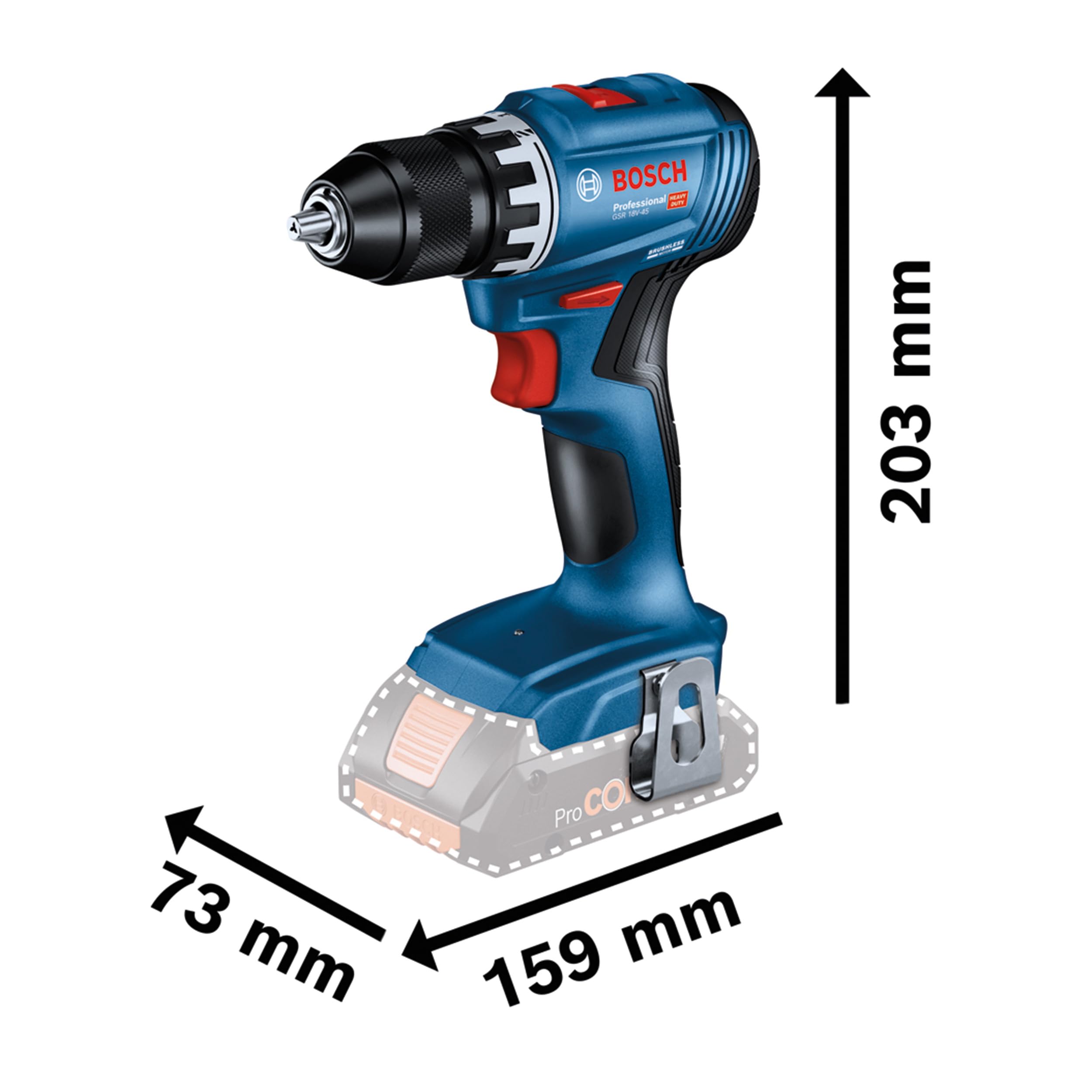 Bosch Professional 18V System perceuse-visseuse sans-fil GSR 18V-45 (régime à vide 1 900 tr/min)