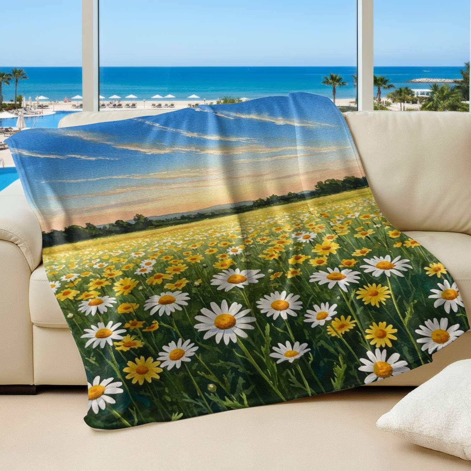 Couverture d'été flanelle aquarelle pour vos soirées terrasse et nuits fraîches